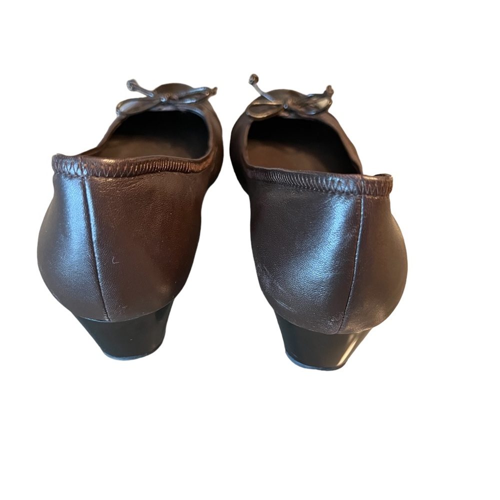 SOLD *** Cole Haan Sz 8 Brown leather Bow Wedge Heel - Picture 3 of 4